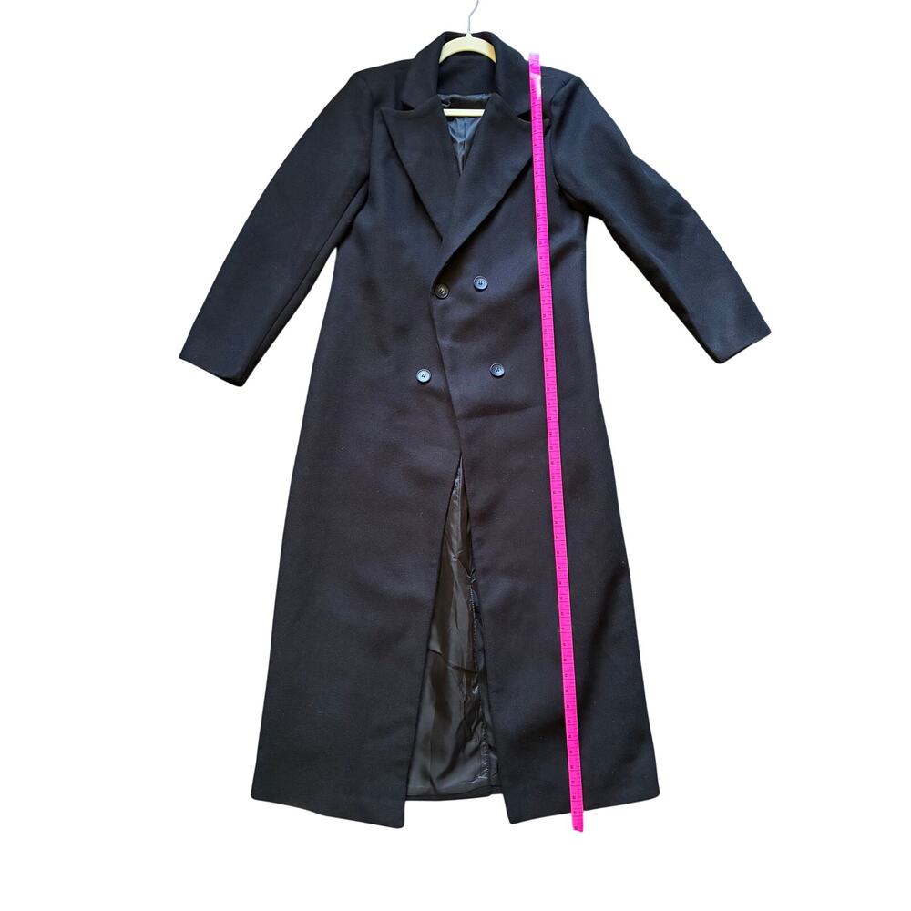 Black Double Breasted Full Length Maxi Coat Women’s